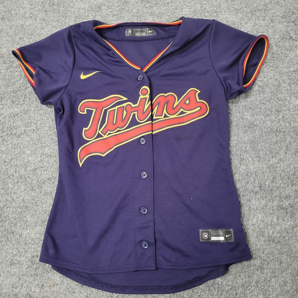 Nike Jersey Womens Size S Navy Blue Minnesota Twins MLB Button Front Athletic